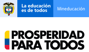 Logo de ministerio de Educación, 'La educación es de todos.' y logo de prosperidad para todos.